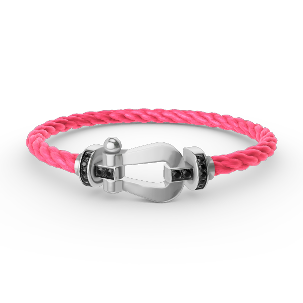 [⭐Sparkve]FORCE LARGE HORSESHOE BLACK DIAMOND BRACELET SILVER