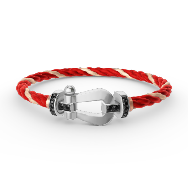 [⭐Sparkve]FORCE LARGE HORSESHOE BLACK DIAMOND BRACELET SILVER
