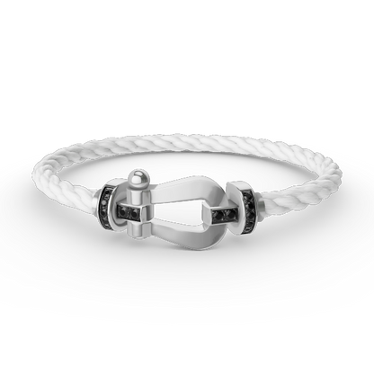 [⭐Sparkve]FORCE LARGE HORSESHOE BLACK DIAMOND BRACELET SILVER