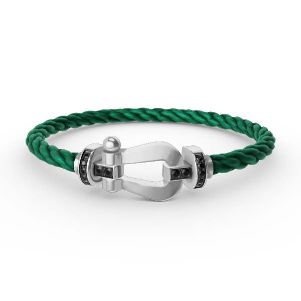 [⭐Sparkve]FORCE LARGE HORSESHOE BLACK DIAMOND BRACELET SILVER