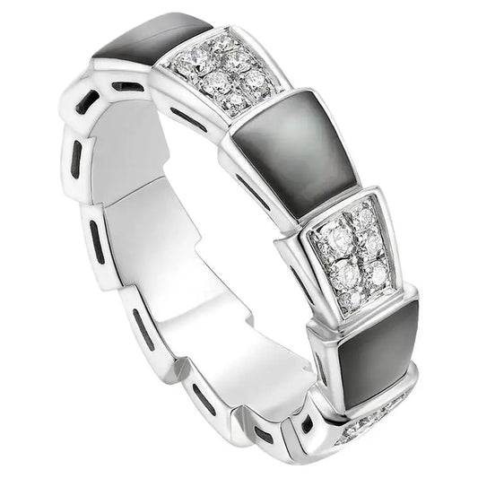 [⭐Sparkve]SERPENTI RING SILVER DIAMOND BLACK MOP 4MM