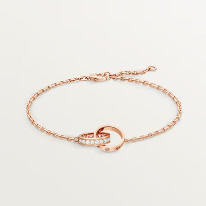 [⭐Sparkve]LOVE DOUBLE RING HALF DIAMOND BRACELET