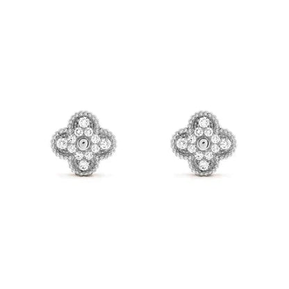 [⭐Sparkve]CLOVER 1 MOTIFS DIAMOND STUD EARRINGS SILVER