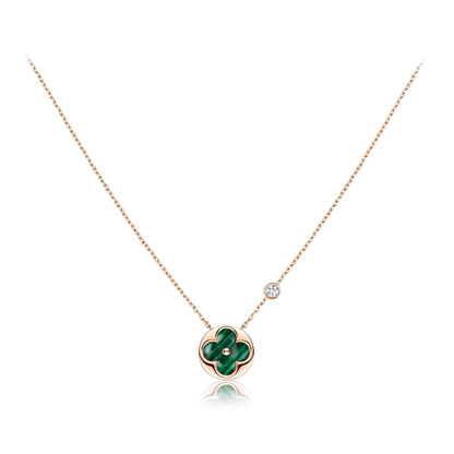 [⭐Sparkve]SUN PEDANT PINK GOLD 1 DIAMOND NECKLACE