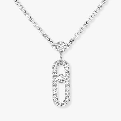 [⭐Sparkve]2 Rows Rose Gold Diamond Pave_ Necklace Move Uno