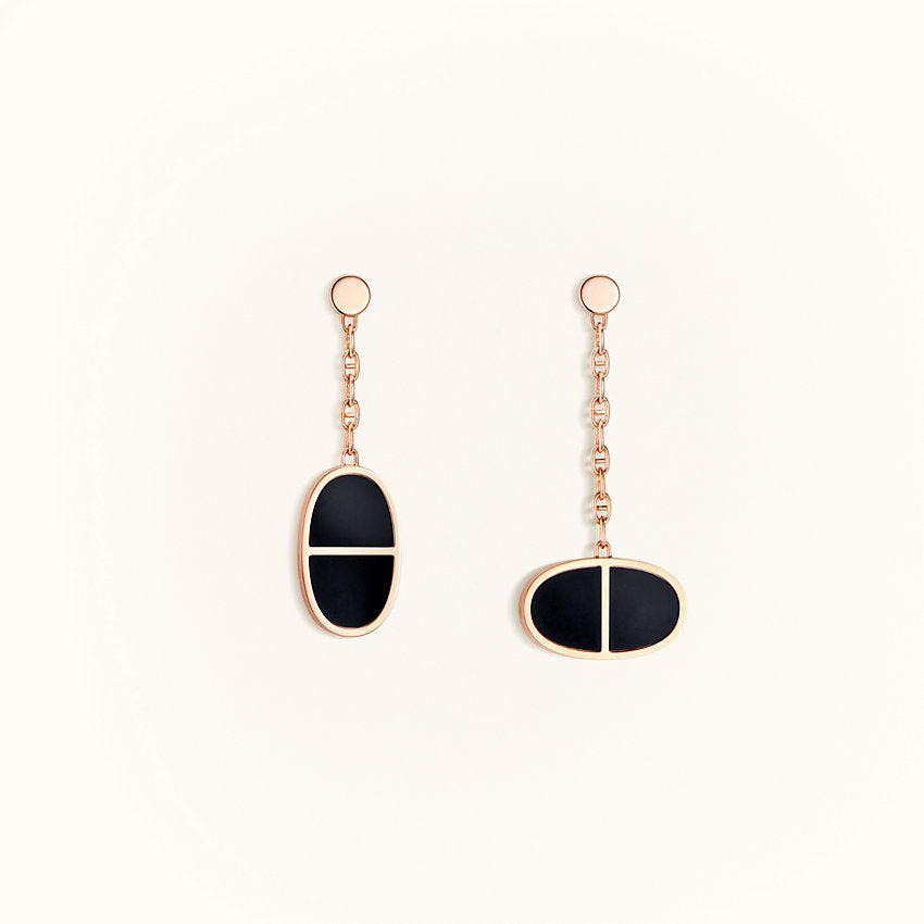 [⭐Sparkve]CHAINE VERSO BLACK CERAMIC EARRINGS