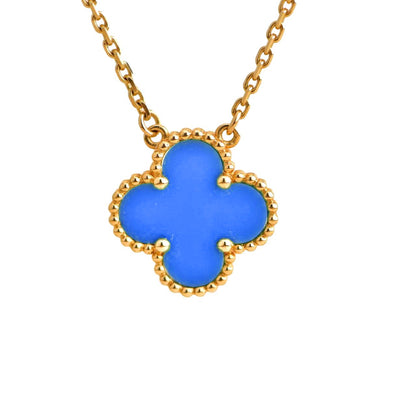 [⭐Sparkve]CLOVER 15MM BLUE AGATE NECKLACE