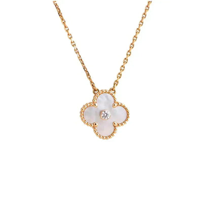 [⭐Sparkve]CLOVER 15MM DIAMOND WHITE FRITILLARIA NECKLACE