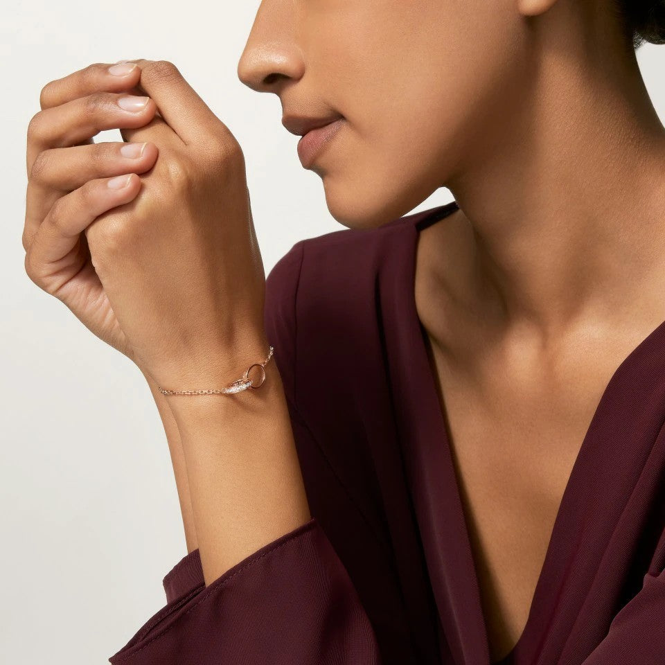 [⭐Sparkve]LOVE DOUBLE RING HALF DIAMOND BRACELET