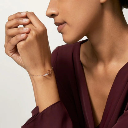 [⭐Sparkve]LOVE DOUBLE RING HALF DIAMOND BRACELET