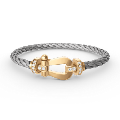 [⭐Sparkve]FORCE LARGE HORSESHOE HALF DIAMOND BRACELET GOLD