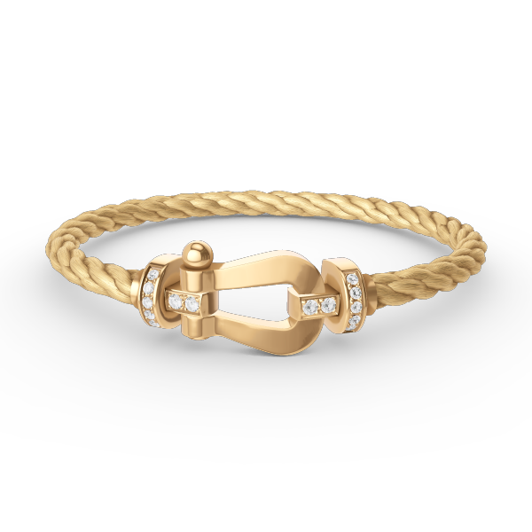[⭐Sparkve]FORCE LARGE HORSESHOE HALF DIAMOND BRACELET GOLD