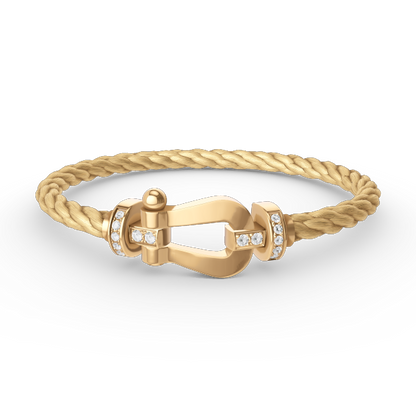 [⭐Sparkve]FORCE LARGE HORSESHOE HALF DIAMOND BRACELET GOLD