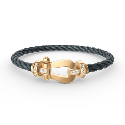 [⭐Sparkve]FORCE LARGE HORSESHOE HALF DIAMOND BRACELET GOLD