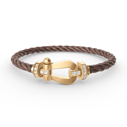 [⭐Sparkve]FORCE LARGE HORSESHOE HALF DIAMOND BRACELET GOLD