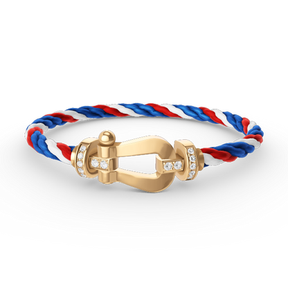[⭐Sparkve]FORCE LARGE HORSESHOE HALF DIAMOND BRACELET GOLD