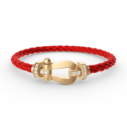 [⭐Sparkve]FORCE LARGE HORSESHOE HALF DIAMOND BRACELET GOLD