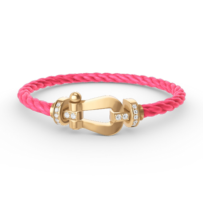 [⭐Sparkve]FORCE LARGE HORSESHOE HALF DIAMOND BRACELET GOLD