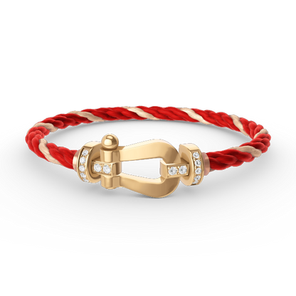 [⭐Sparkve]FORCE LARGE HORSESHOE HALF DIAMOND BRACELET GOLD