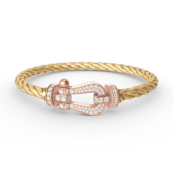 [⭐Sparkve]FORCE LARGE HORSESHOE FULL DIAMOND BRACELET ROSE GOLD