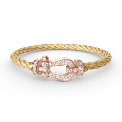 [⭐Sparkve]FORCE LARGE HORSESHOE FULL DIAMOND BRACELET ROSE GOLD