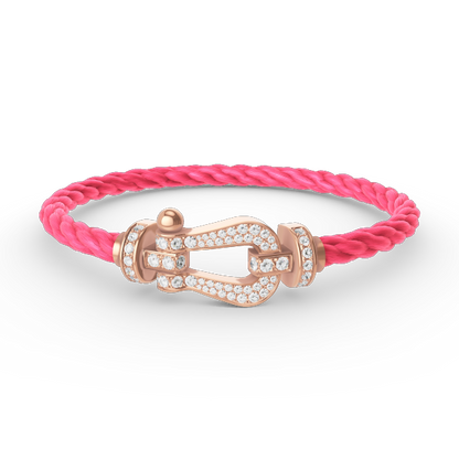 [⭐Sparkve]FORCE LARGE HORSESHOE FULL DIAMOND BRACELET ROSE GOLD