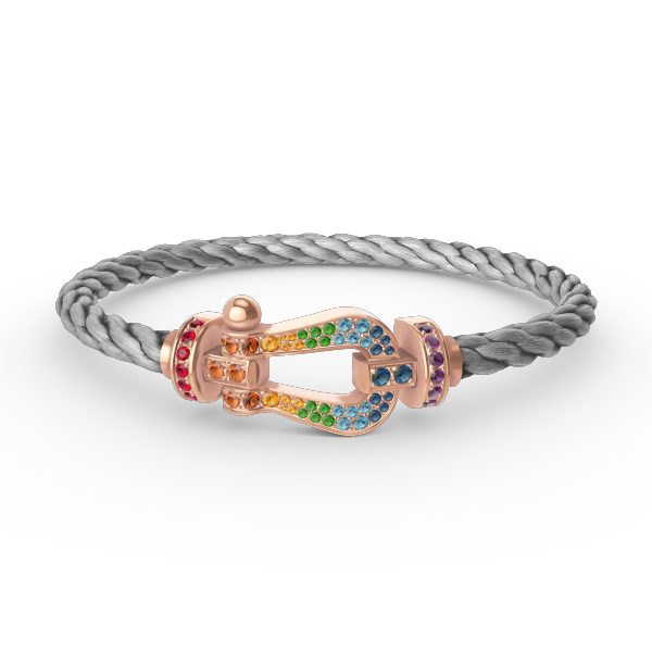 [⭐Sparkve]FORCE LARGE HORSESHOE  COLORED DIAMOND BRACELET ROSE GOLD