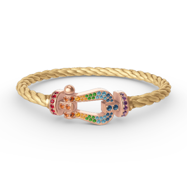 [⭐Sparkve]FORCE LARGE HORSESHOE  COLORED DIAMOND BRACELET ROSE GOLD
