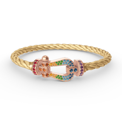 [⭐Sparkve]FORCE LARGE HORSESHOE  COLORED DIAMOND BRACELET ROSE GOLD