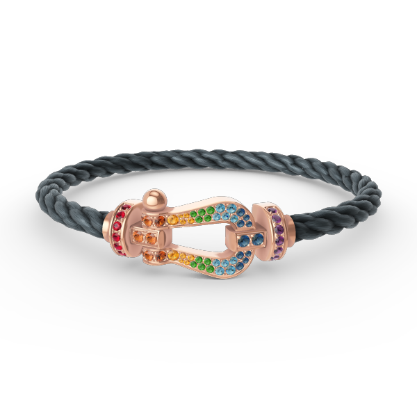 [⭐Sparkve]FORCE LARGE HORSESHOE  COLORED DIAMOND BRACELET ROSE GOLD