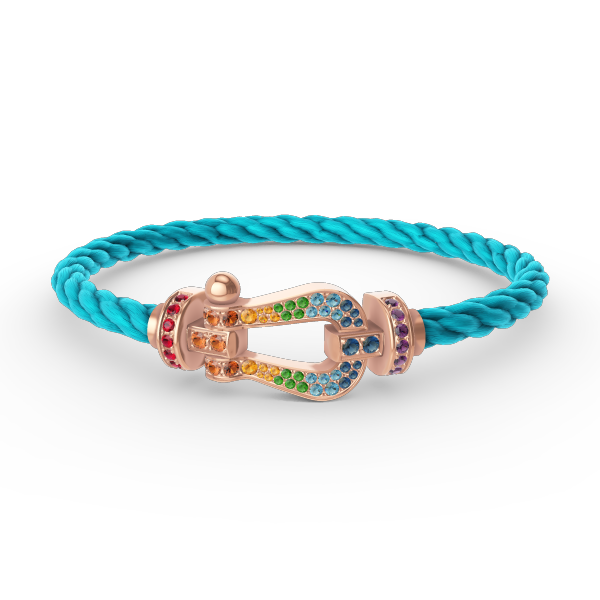 [⭐Sparkve]FORCE LARGE HORSESHOE  COLORED DIAMOND BRACELET ROSE GOLD