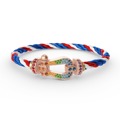 [⭐Sparkve]FORCE LARGE HORSESHOE  COLORED DIAMOND BRACELET ROSE GOLD