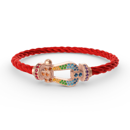 [⭐Sparkve]FORCE LARGE HORSESHOE  COLORED DIAMOND BRACELET ROSE GOLD