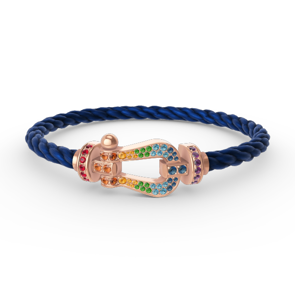 [⭐Sparkve]FORCE LARGE HORSESHOE  COLORED DIAMOND BRACELET ROSE GOLD