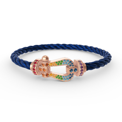 [⭐Sparkve]FORCE LARGE HORSESHOE  COLORED DIAMOND BRACELET ROSE GOLD