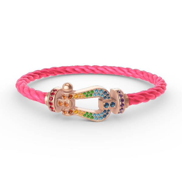 [⭐Sparkve]FORCE LARGE HORSESHOE  COLORED DIAMOND BRACELET ROSE GOLD