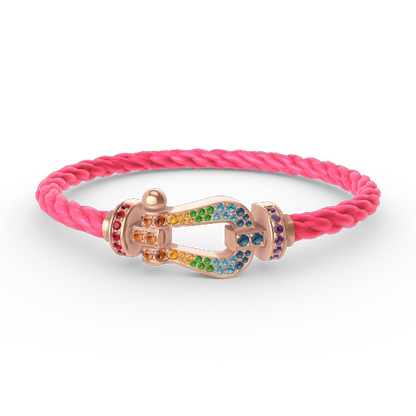 [⭐Sparkve]FORCE LARGE HORSESHOE  COLORED DIAMOND BRACELET ROSE GOLD