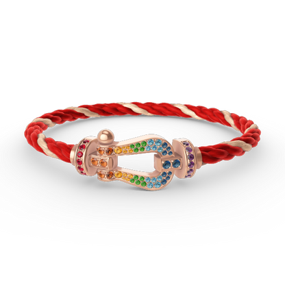 [⭐Sparkve]FORCE LARGE HORSESHOE  COLORED DIAMOND BRACELET ROSE GOLD
