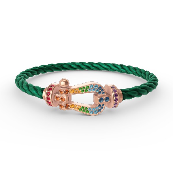 [⭐Sparkve]FORCE LARGE HORSESHOE  COLORED DIAMOND BRACELET ROSE GOLD