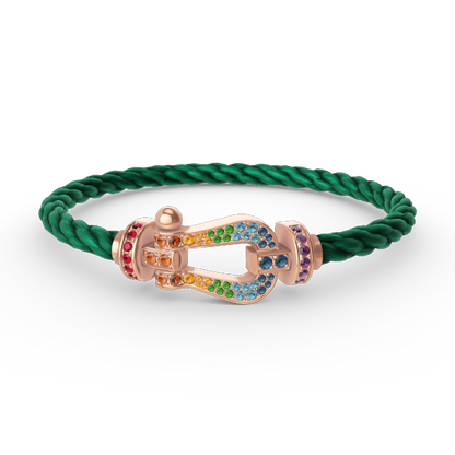 [⭐Sparkve]FORCE LARGE HORSESHOE  COLORED DIAMOND BRACELET ROSE GOLD
