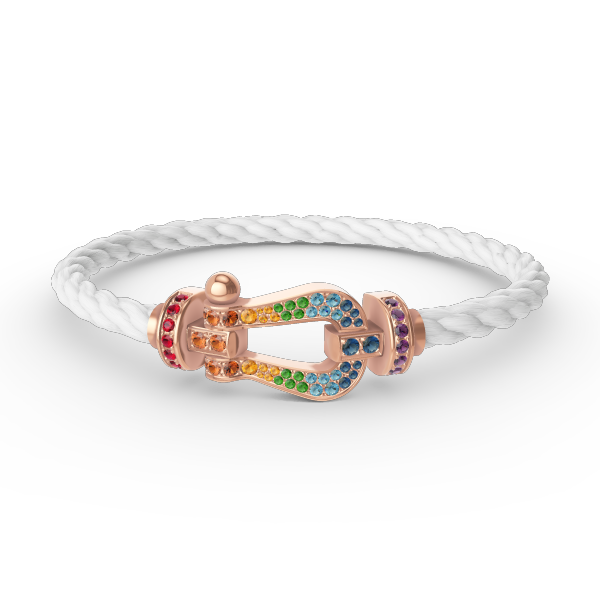 [⭐Sparkve]FORCE LARGE HORSESHOE  COLORED DIAMOND BRACELET ROSE GOLD