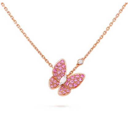 [⭐Sparkve]BUTTERFLY RED DIAMOND ROSE GOLD NECKLACE