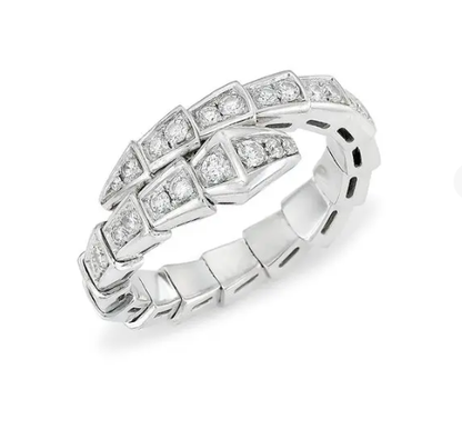 [⭐Sparkve]SERPENTI RING SILVER DIAMOND PAVED 4MM