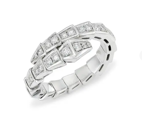 [⭐Sparkve]SERPENTI RING SILVER DIAMOND PAVED 4MM