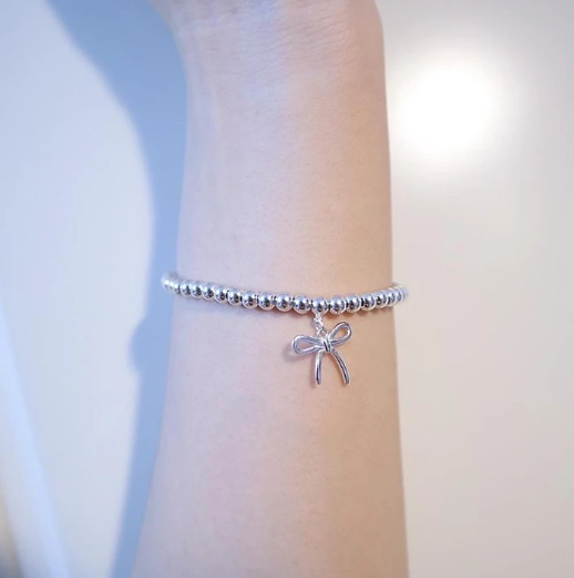 [⭐Sparkve Jewels]STERLING SILVER BOW BEAD BRACELET