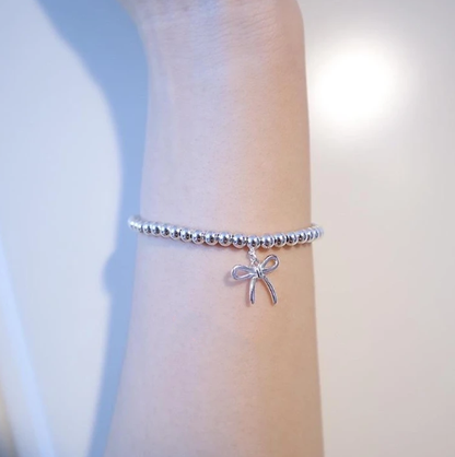 [⭐Sparkve Jewels]STERLING SILVER BOW BEAD BRACELET