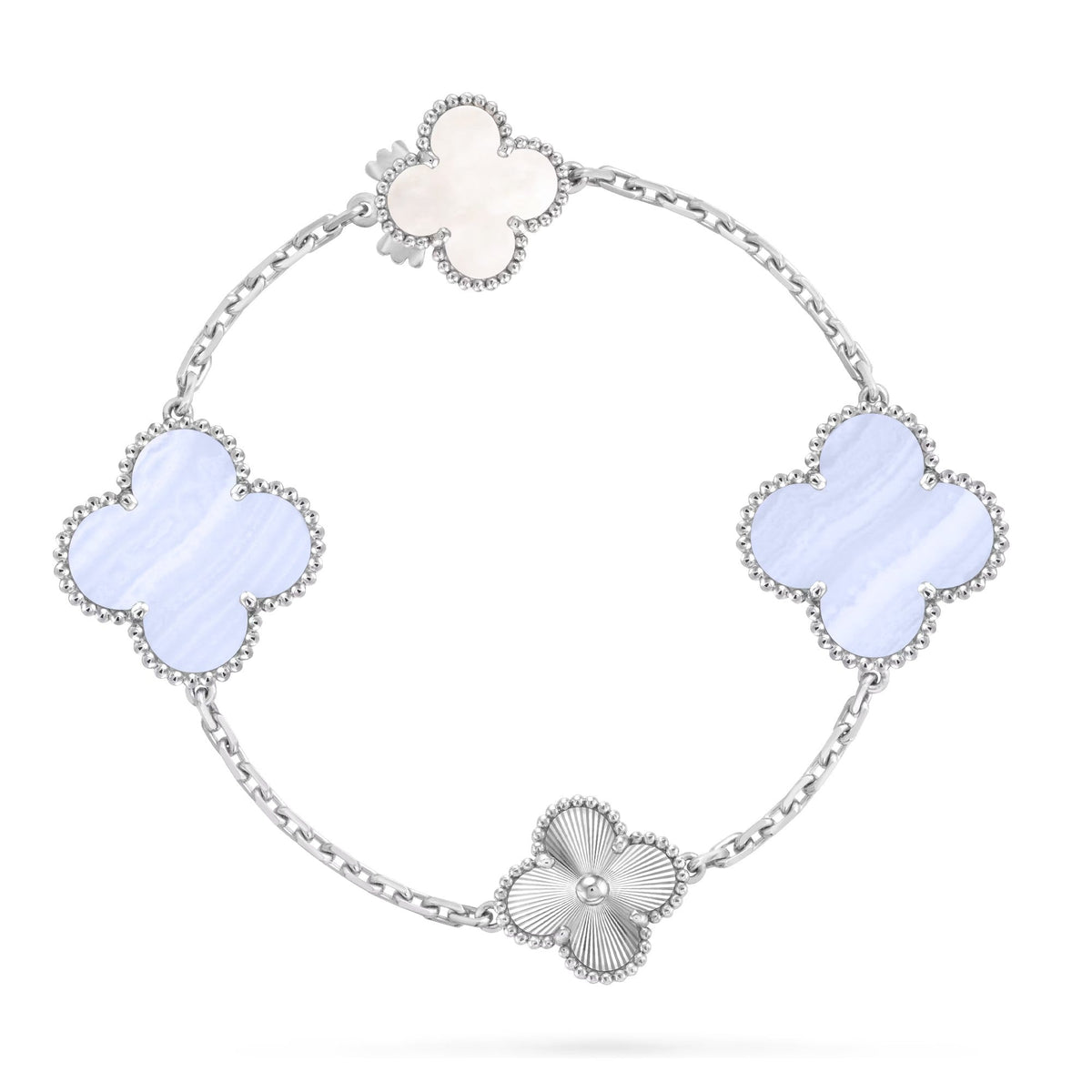 [⭐Sparkve]DETACHABLE CLOVER 15(11+4) FLOWER SILVER NECKLACE SET