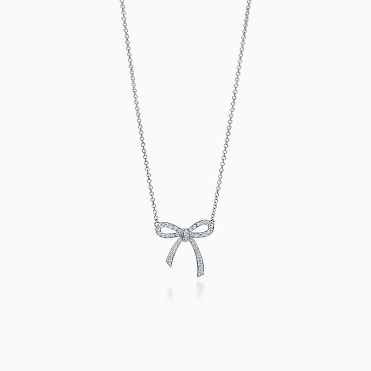 [⭐Sparkve Jewels]RIBBON NECKLACE BOW PENDANT DIAMOND CHARM CHAIN