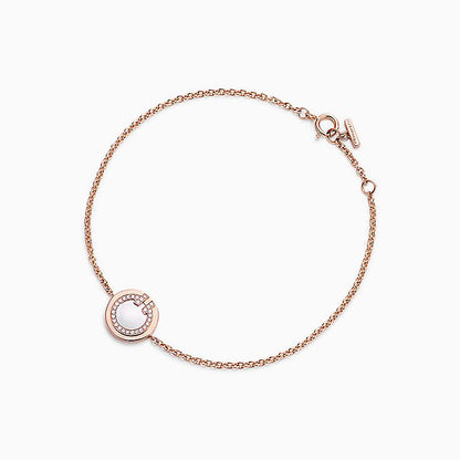 [⭐Sparkve Jewels]DIAMOND CIRCLE PINK GOLD BRACELET