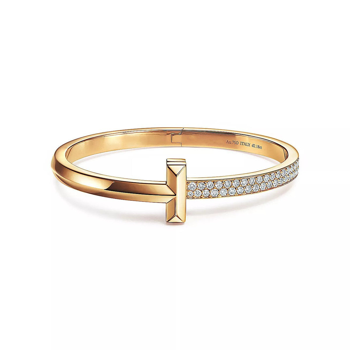 [⭐Sparkve Jewels]T1 WIDE DIAMOND HINGED BANGLE PINK GOLD